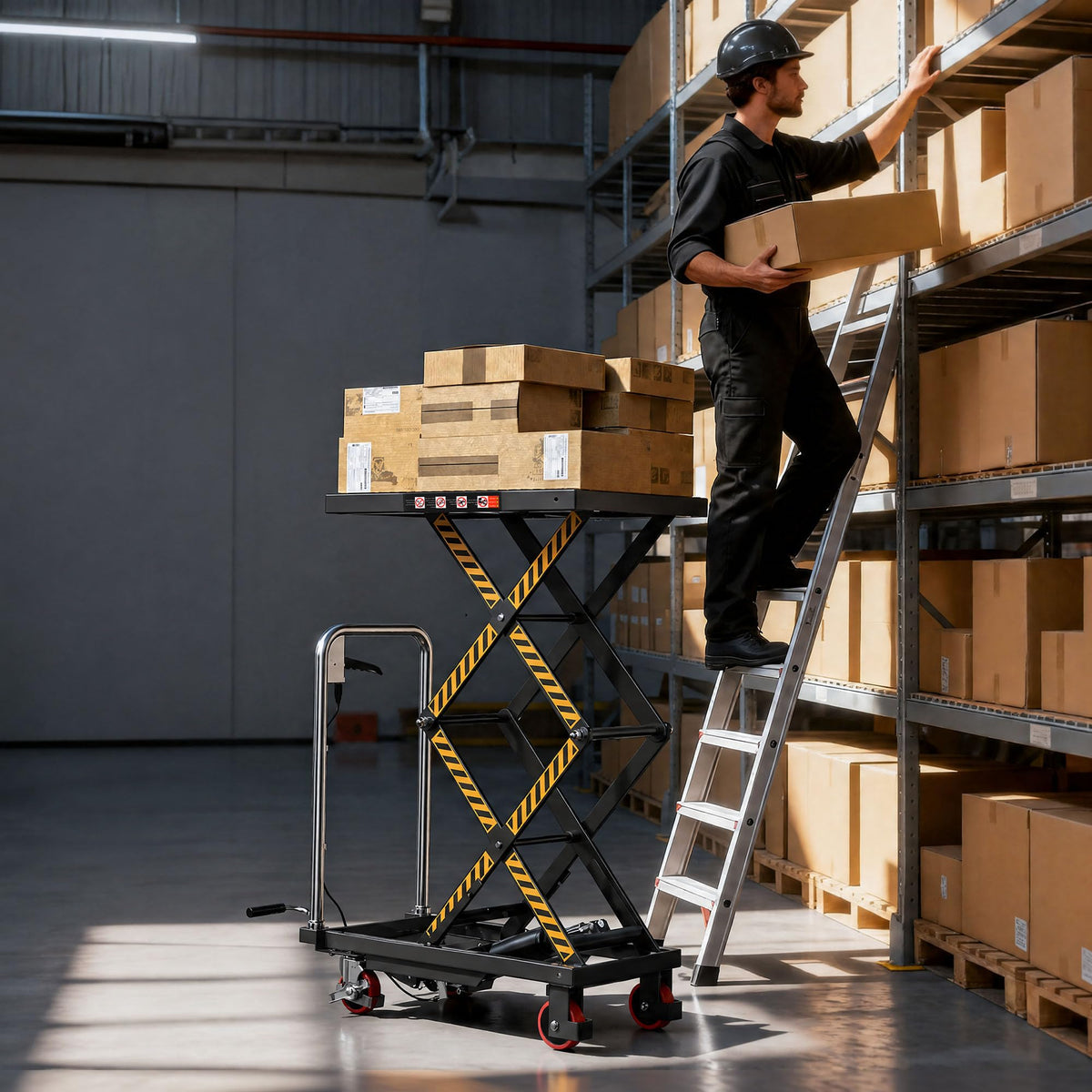 Hydraulic Lift Table Cart: 330lb Double Scissor 49.6" Lift Height