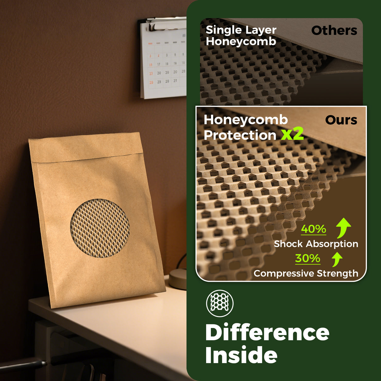 100% Recycled Honeycomb Paper Padded Mailers