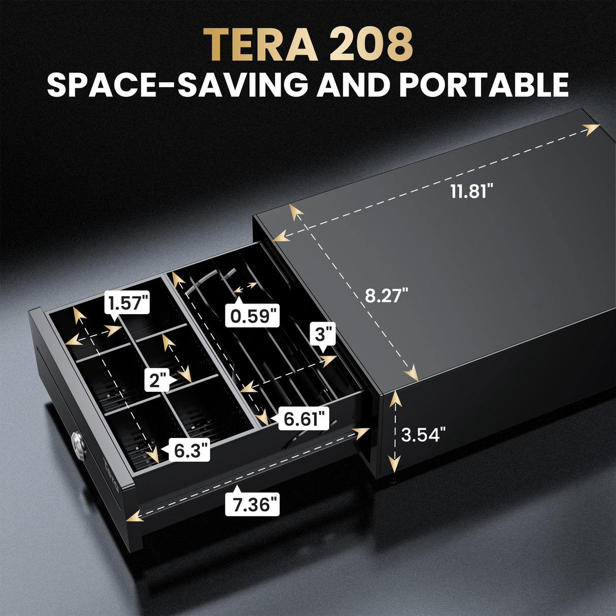 208 8 Inch 4 Bill 6 Coin Small Cash Drawer