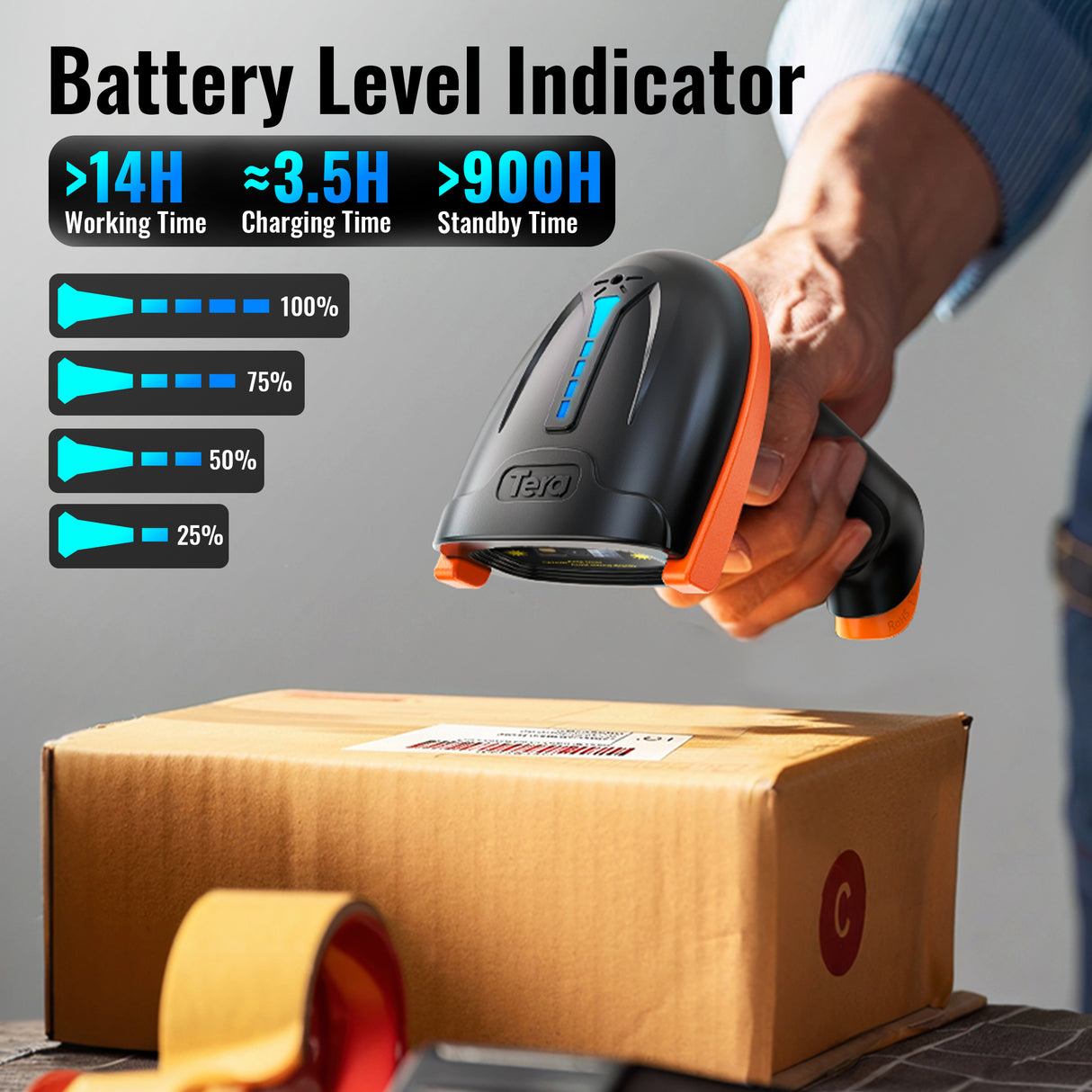 tera-5100-laser-1d-wireless-barcode-scanner-orange-battery-level