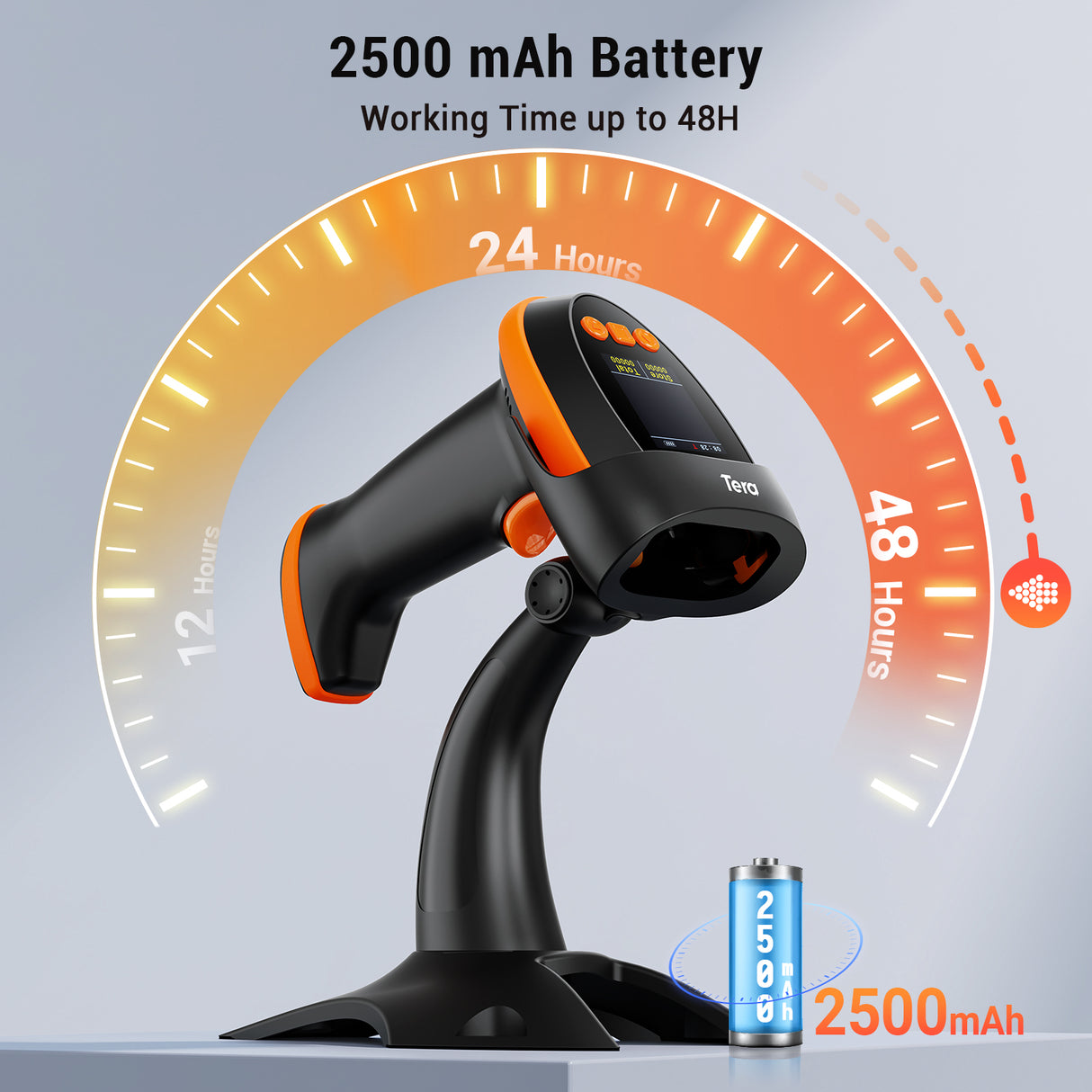 HW0009-Z 2D Wireless Barcode Scanner with Stand orange