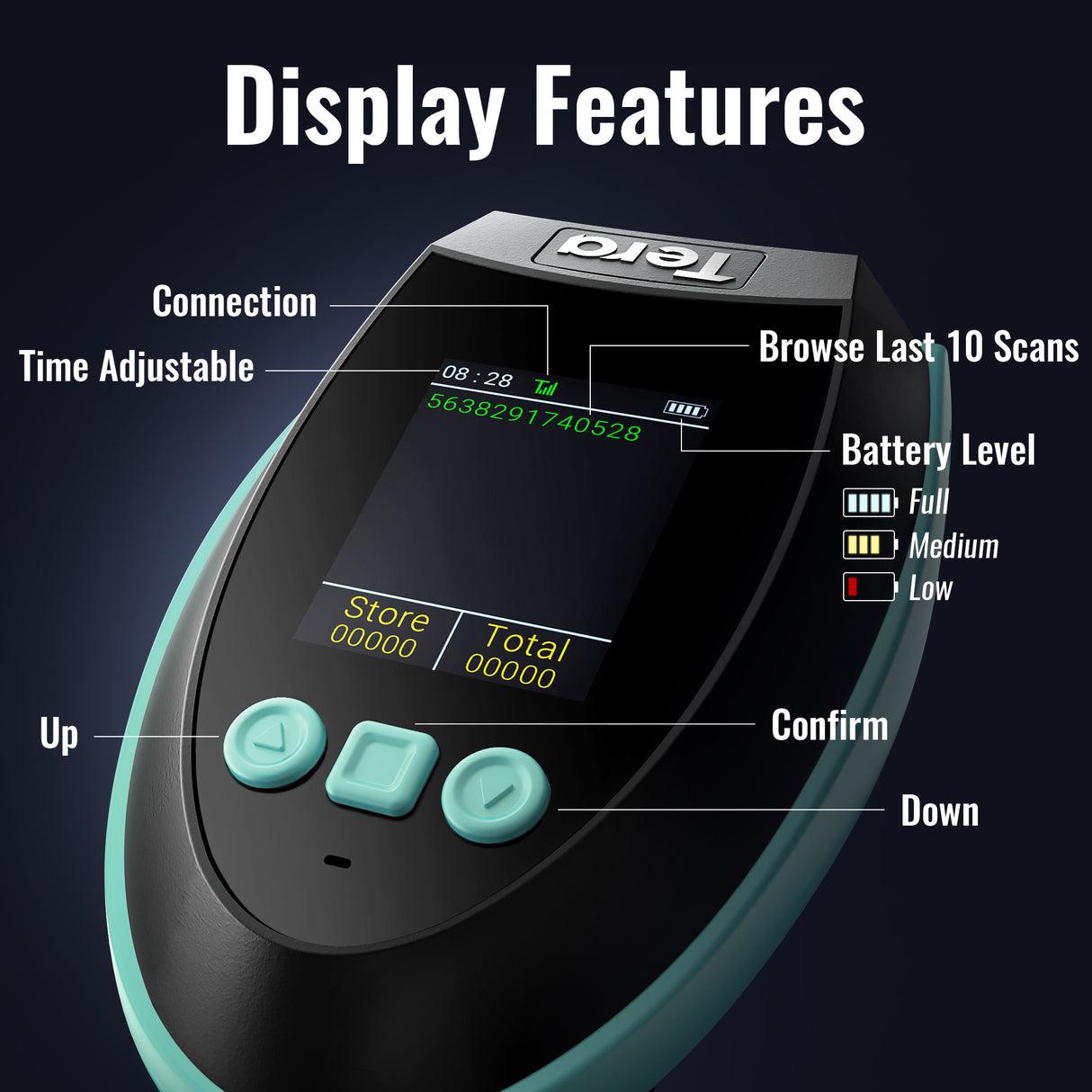 HW0009 2D BarCode Scanner with Display Screen Blue