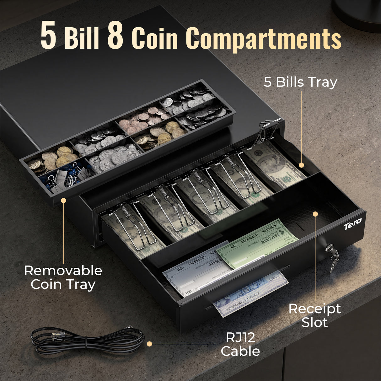 415A 16 inch 5 Bill 8 Coin Cash Drawer