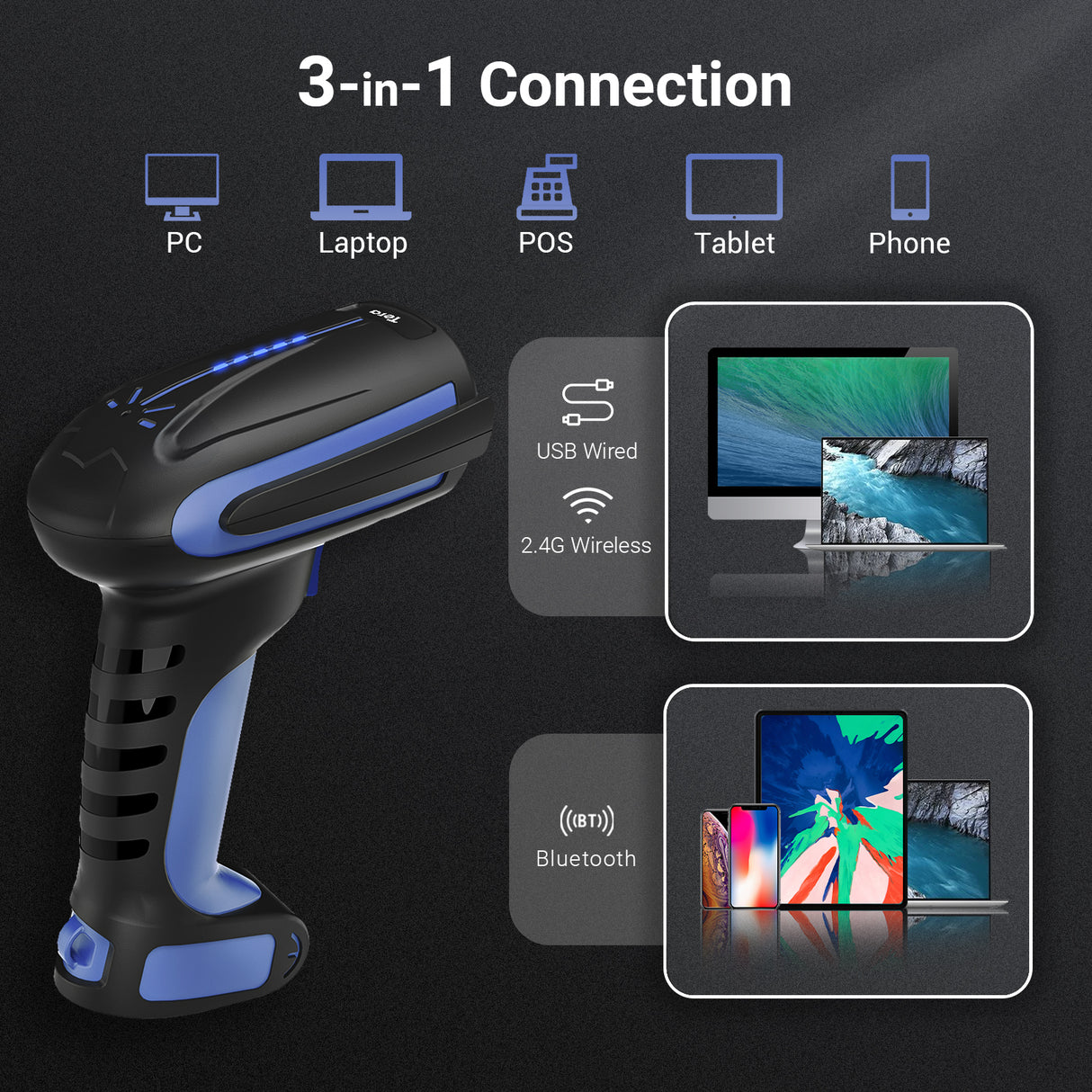 8100 Industrial 2D Handheld BarCode Scanner Deep Blue