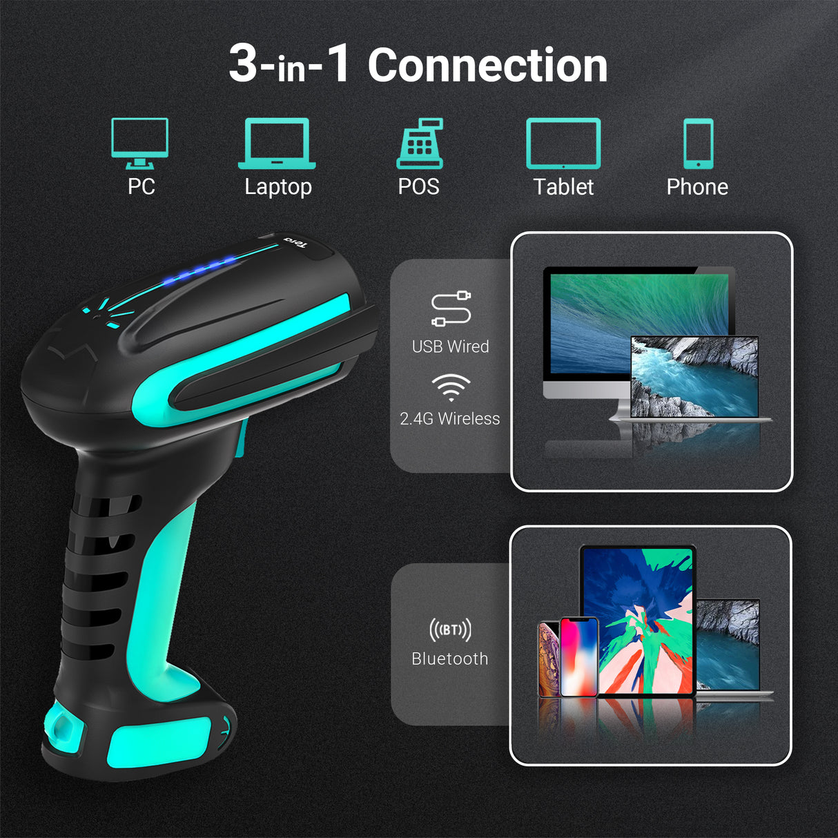 8100 Industrial 2D Handheld BarCode Scanner Blue