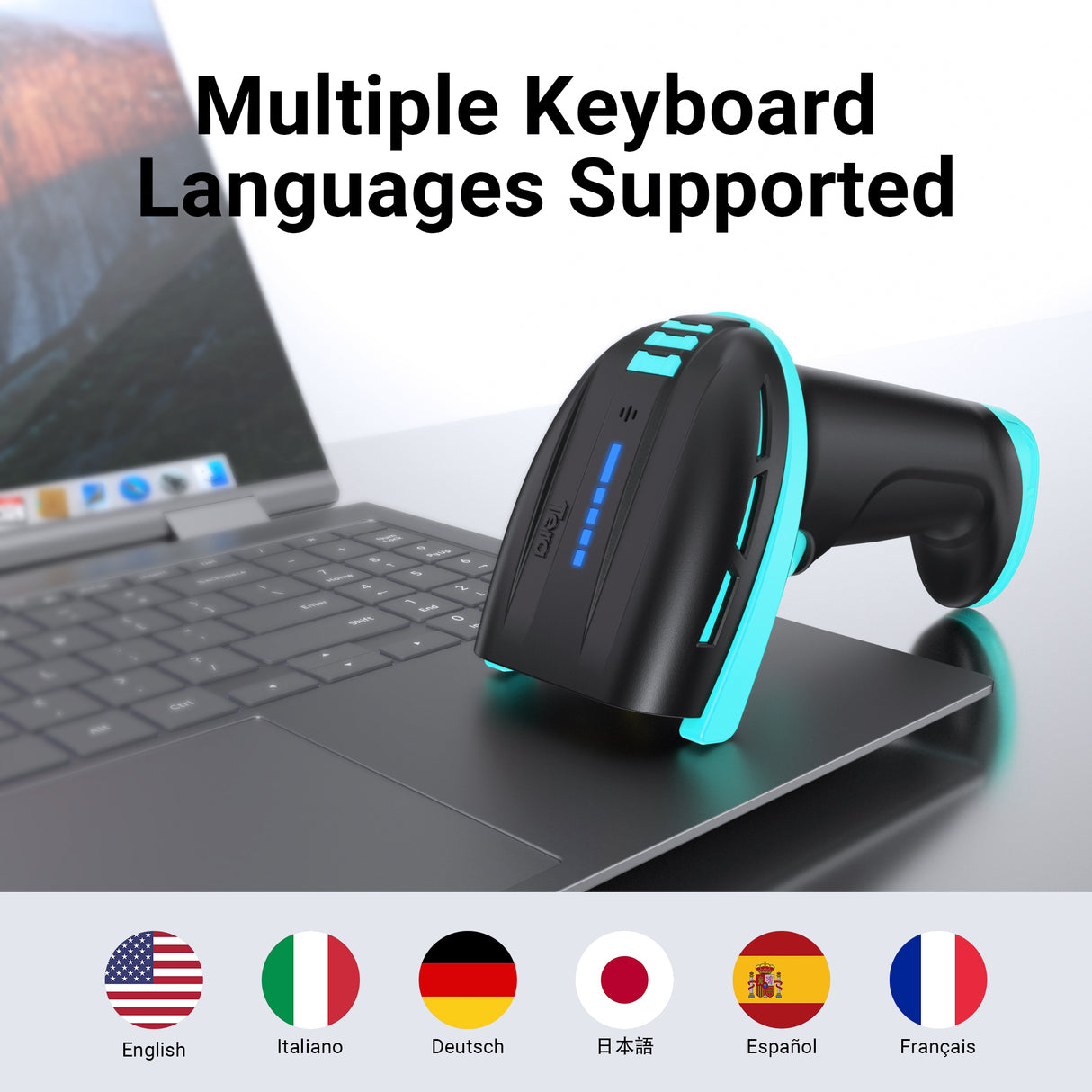 D6100 Pro 2D Wireless Barcode Scanner with Stand Blue