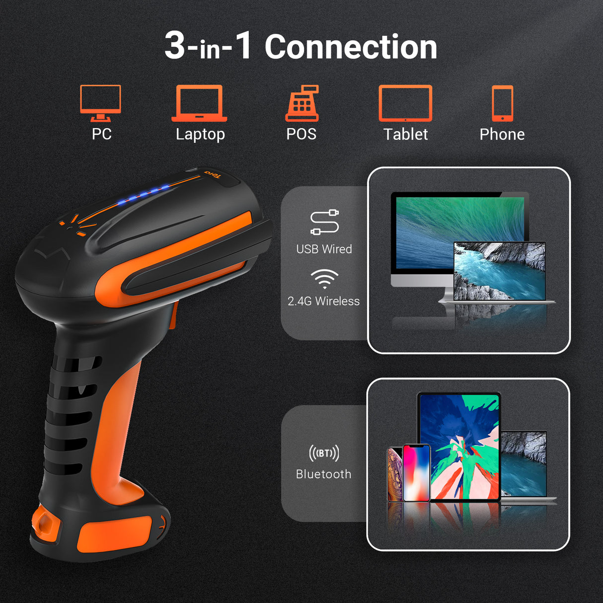 8100 Industrial 2D Handheld BarCode Scanner orange