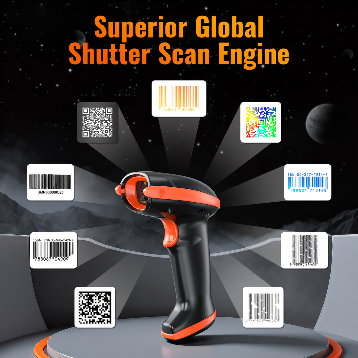 HW0008 2D Wireless Barcode Scanner with Cradle