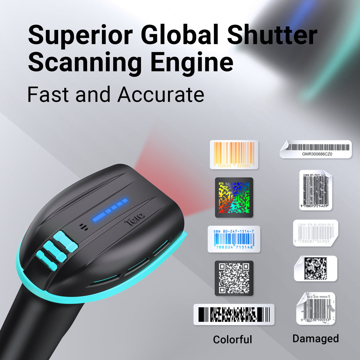 D6100 Pro 2D Wireless Barcode Scanner with Stand Blue