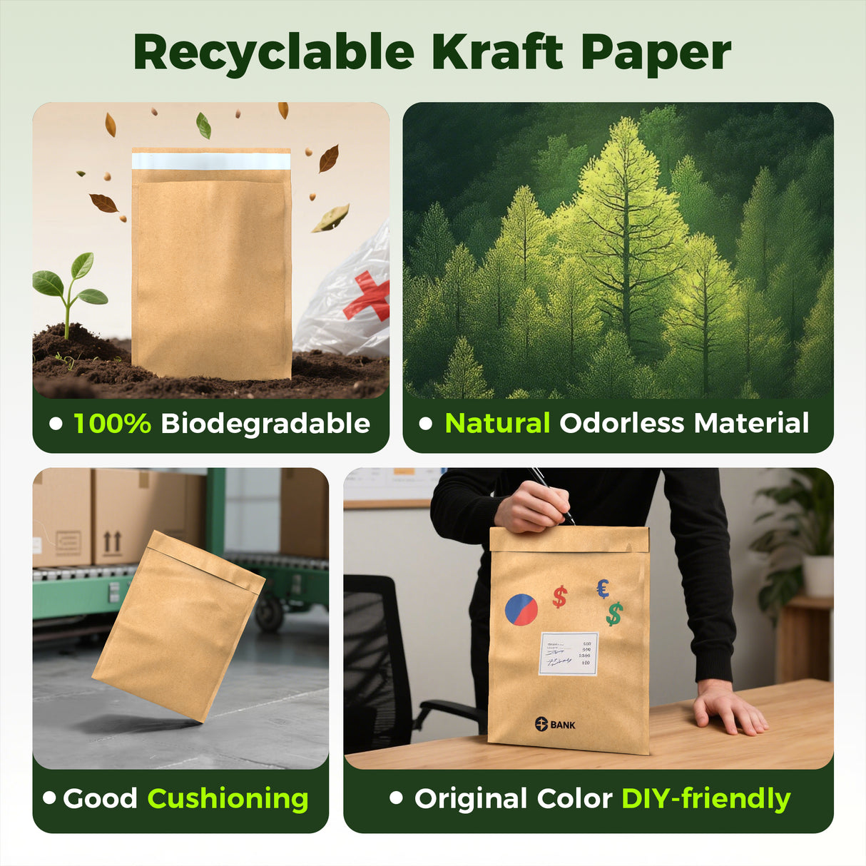 100% Recycled Honeycomb Paper Padded Mailers