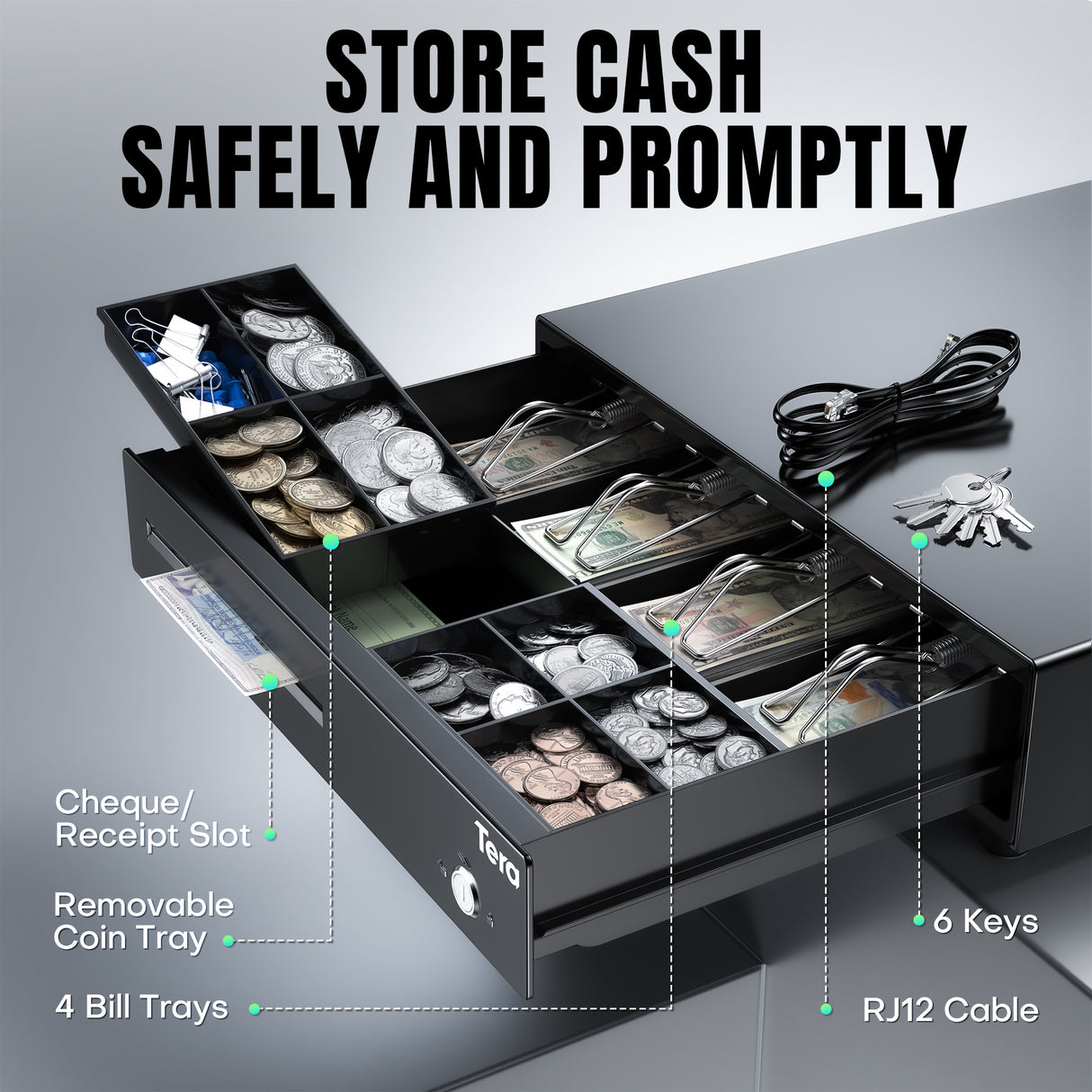 330E 13 Inch 4 Bill 8 Coin Cash Drawer