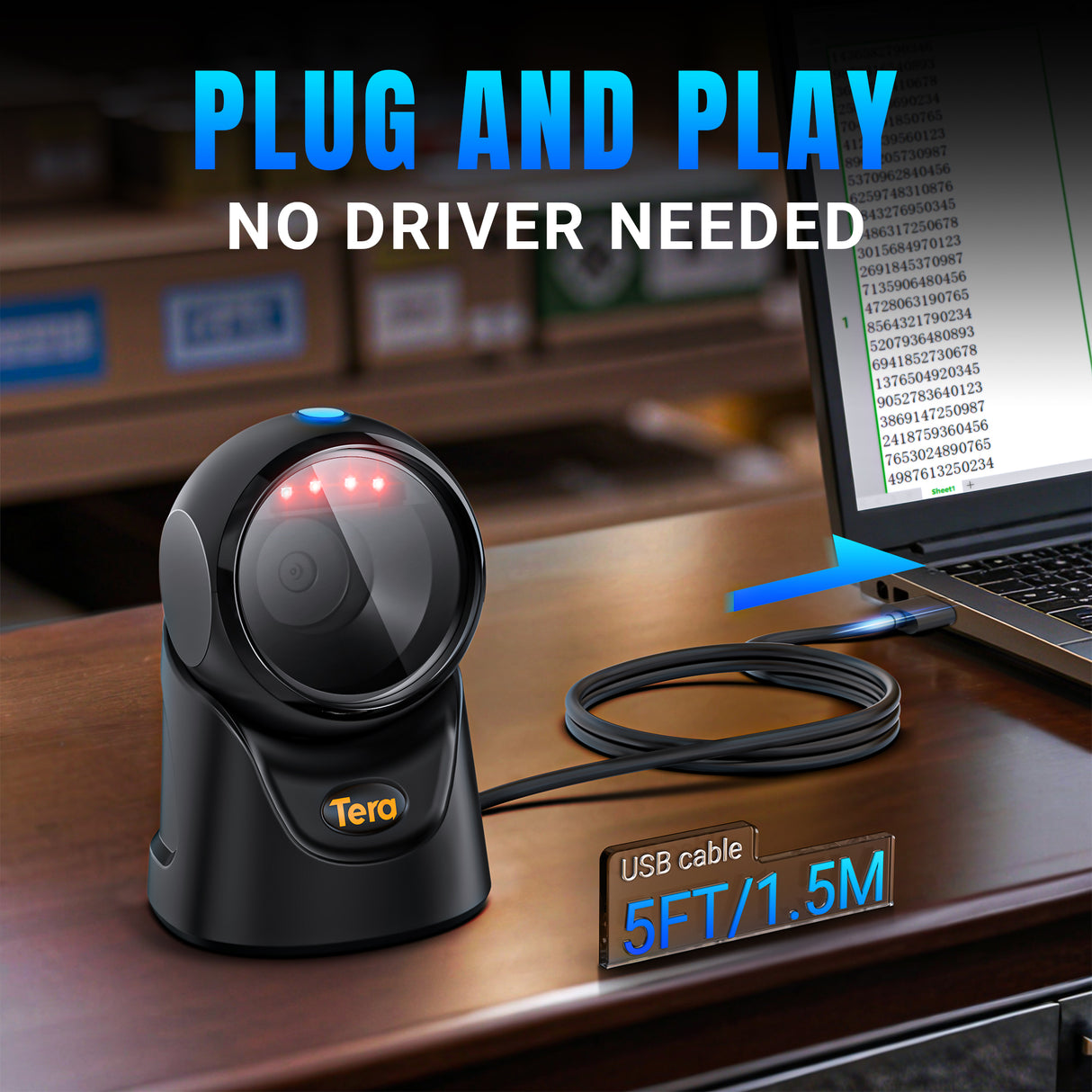 9700 2D Desktop USB Barcode Scanner