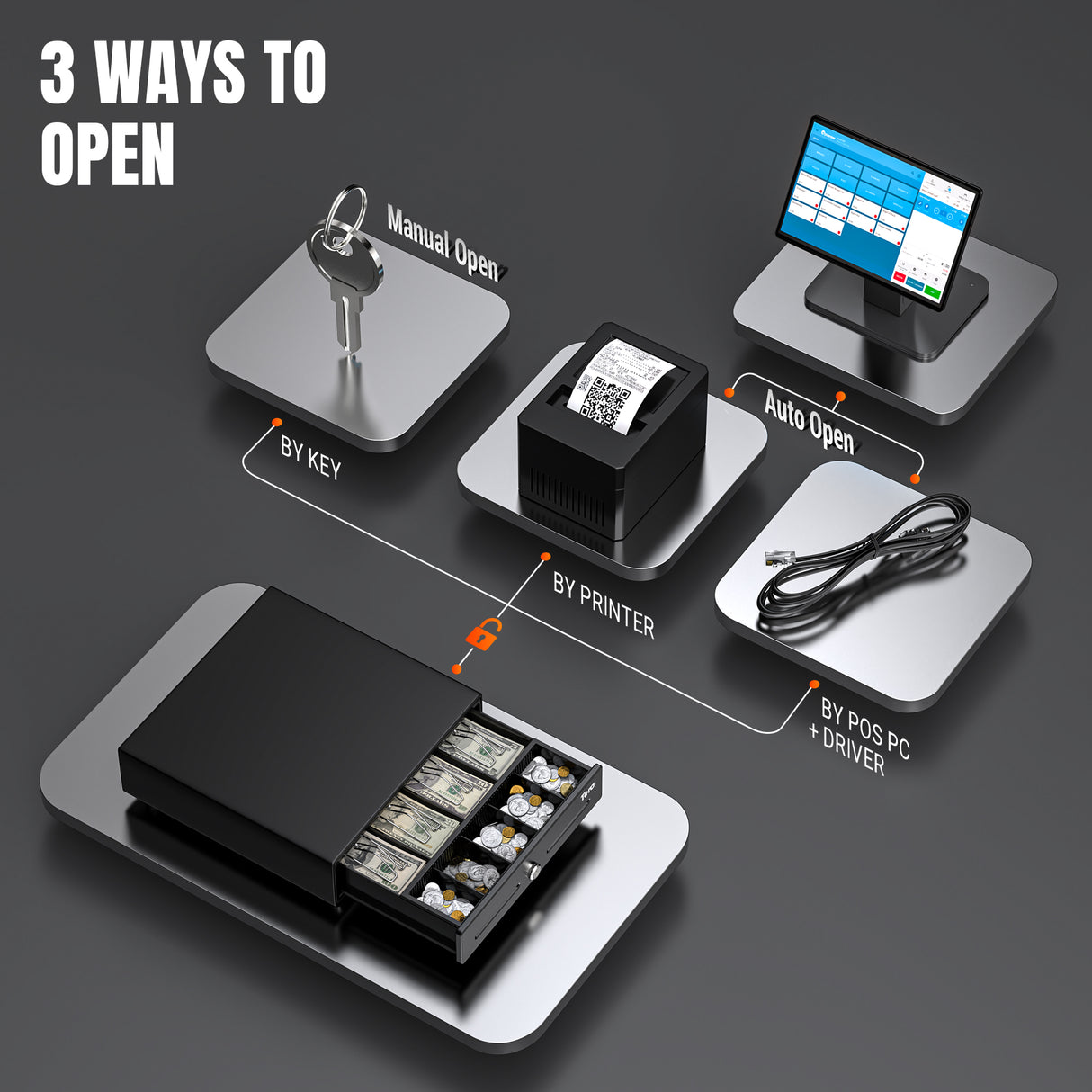 330G 13 inch 4 Bill 5 Coin Cash Drawer