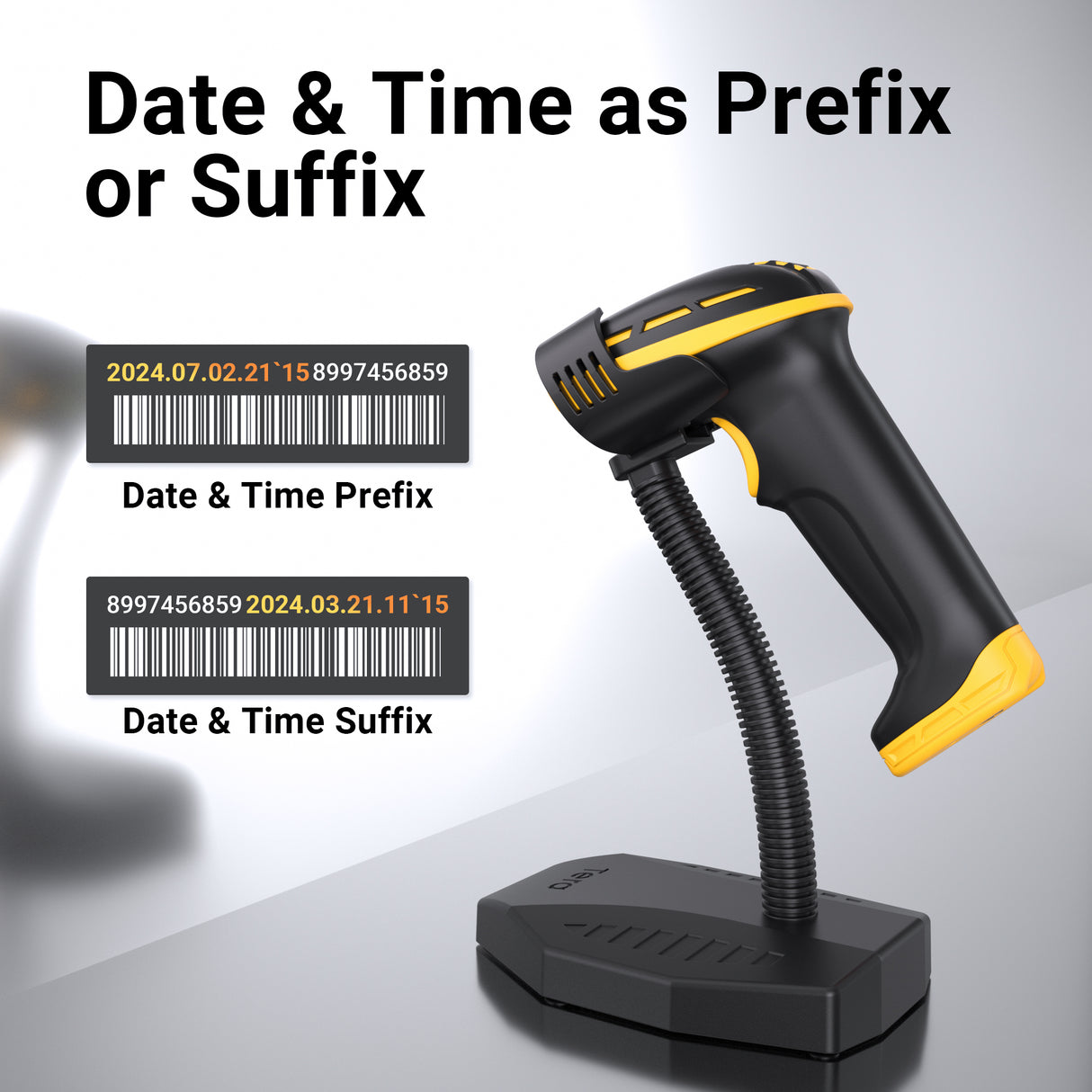 D6100 Pro 2D Wireless Barcode Scanner with Stand Yellow