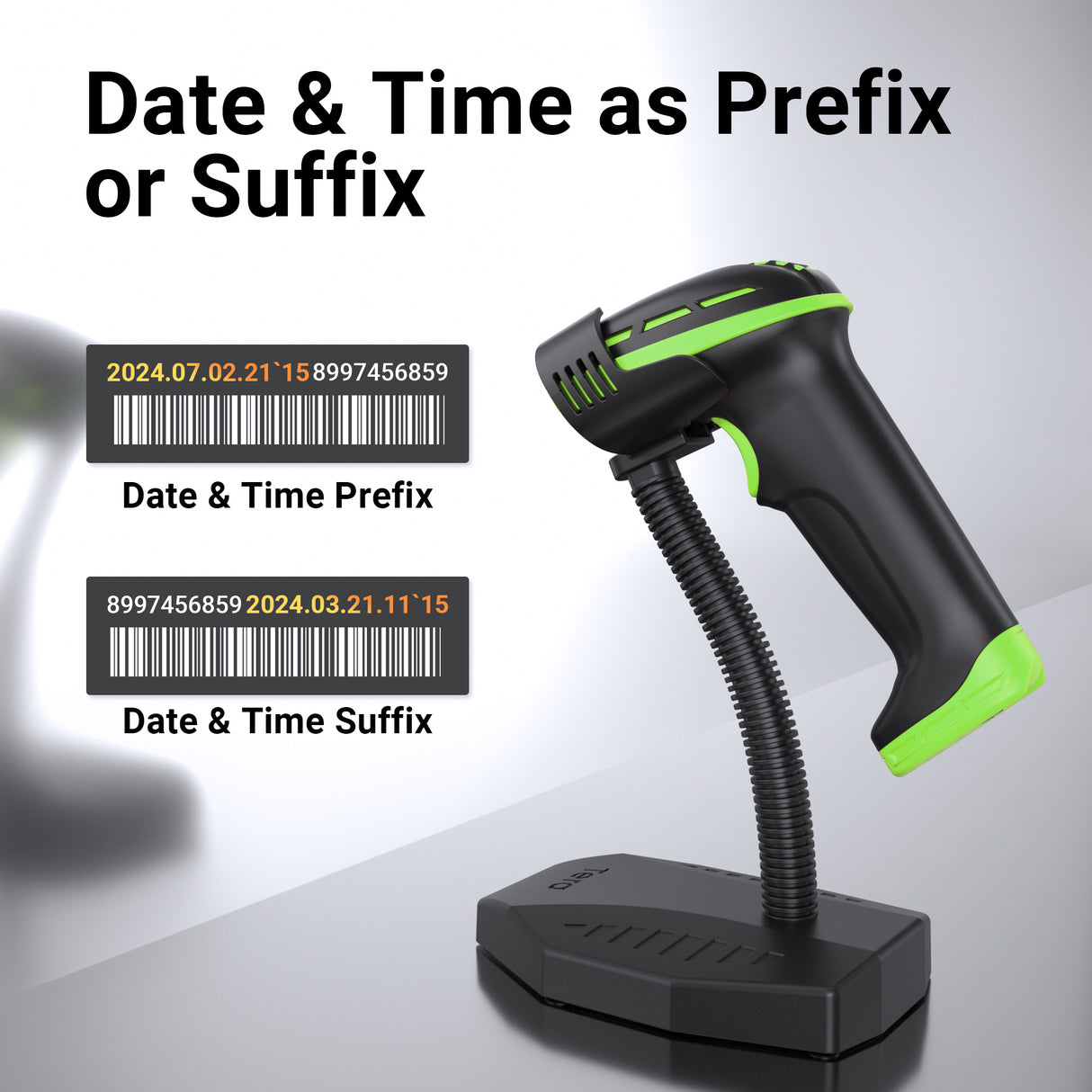 D6100 Pro 2D Wireless Barcode Scanner with Stand Green