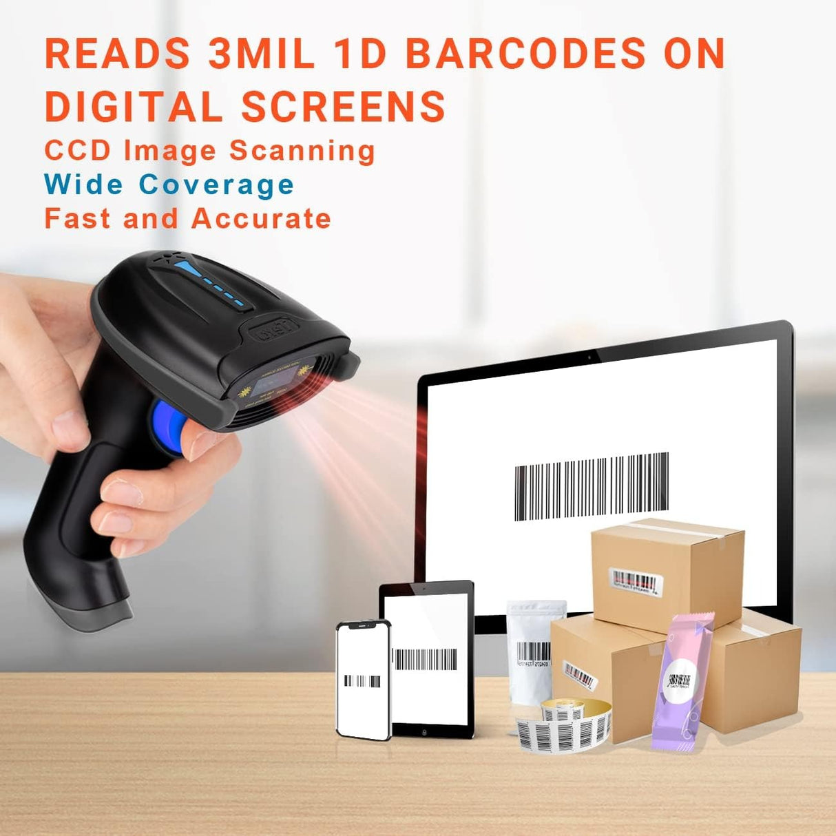 T5100C CCD 1D Wireless Barcode Scanner