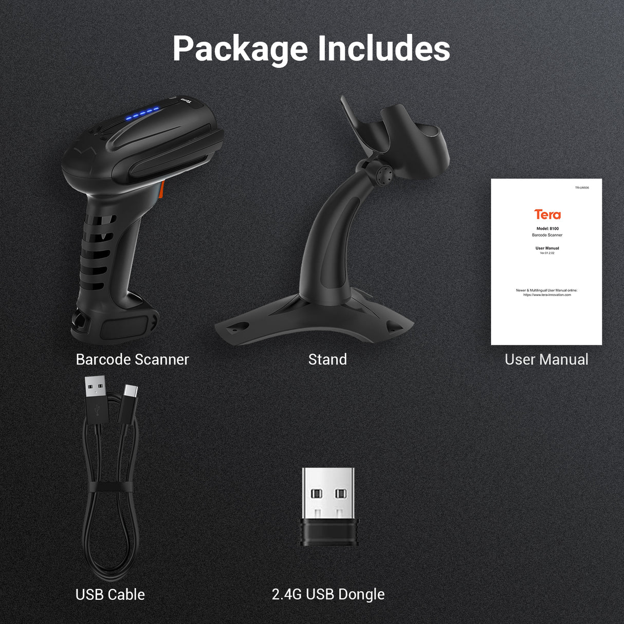 8100 Industrial 2D Handheld BarCode Scanner Black