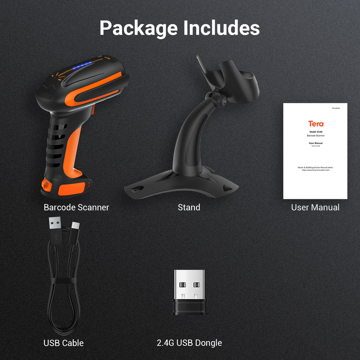 8100 Industrial 2D Handheld BarCode Scanner orange