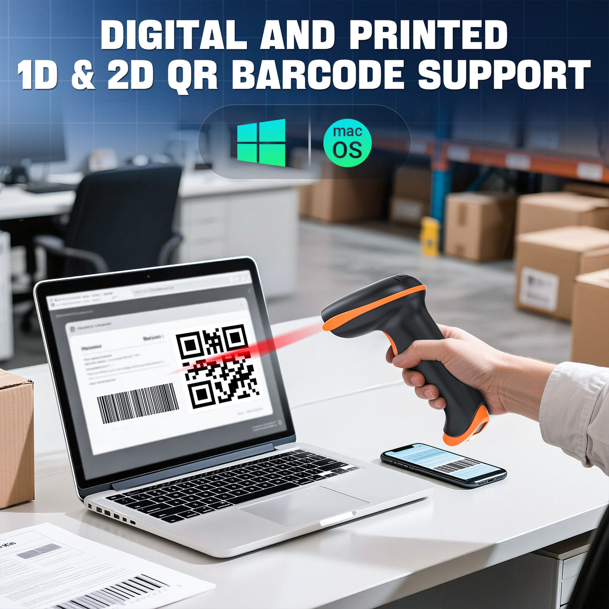 D5100-CR 2D BarCode Scanner with Wall Mountable Cradle