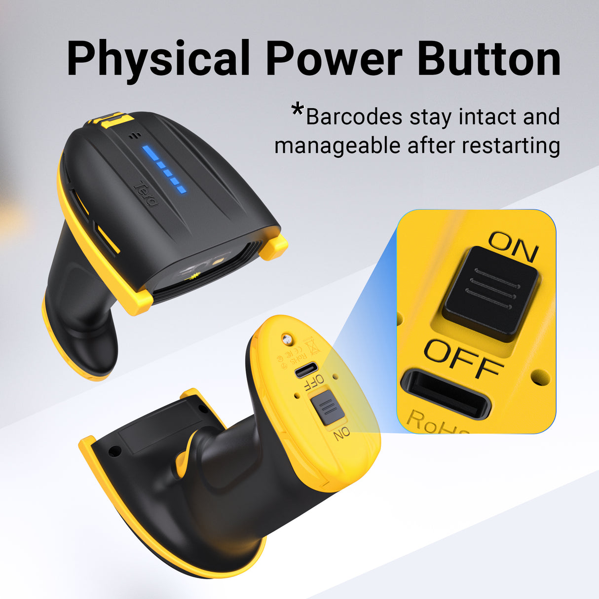 D6100 Pro 2D Wireless Barcode Scanner with Stand Yellow