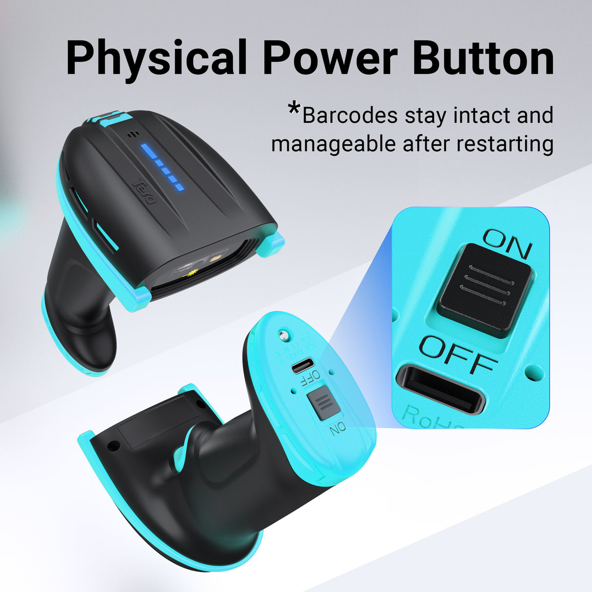 D6100 Pro 2D Wireless Barcode Scanner with Stand Blue