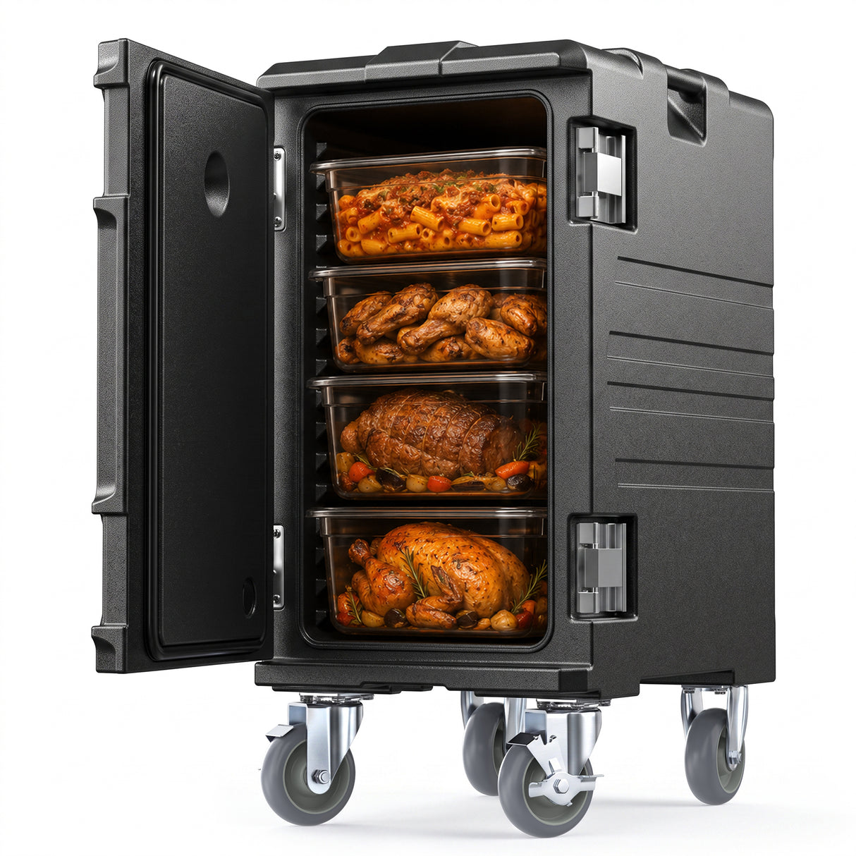 127Qt Insulated Food Pan Carrier - Non-Electric Hot Box Warmer with Casters