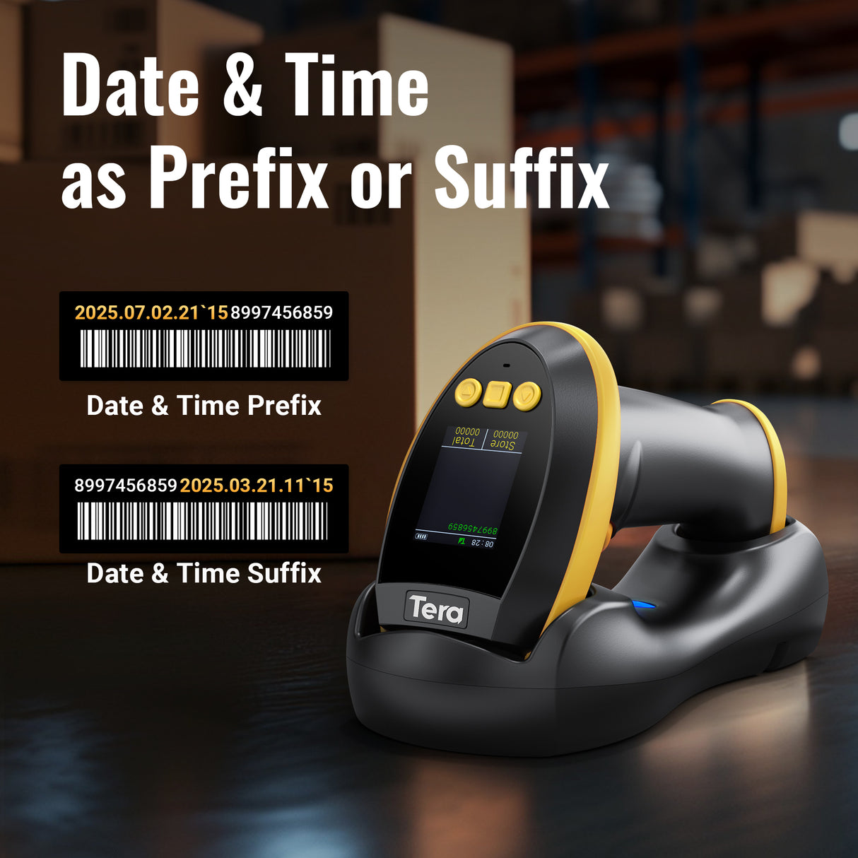 HW0009 2D BarCode Scanner with Display Screen Yellow