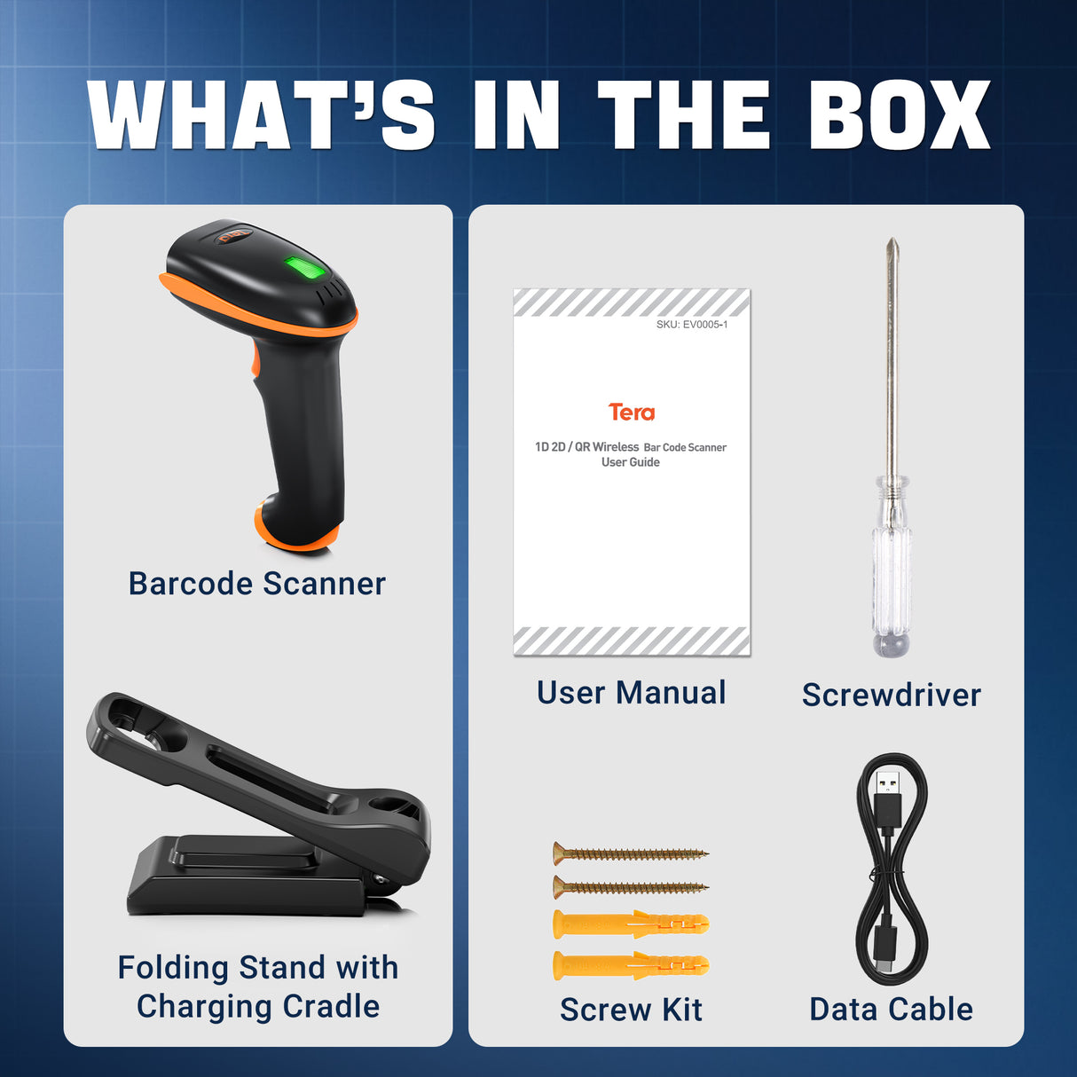 D5100-CR 2D BarCode Scanner with Wall Mountable Cradle