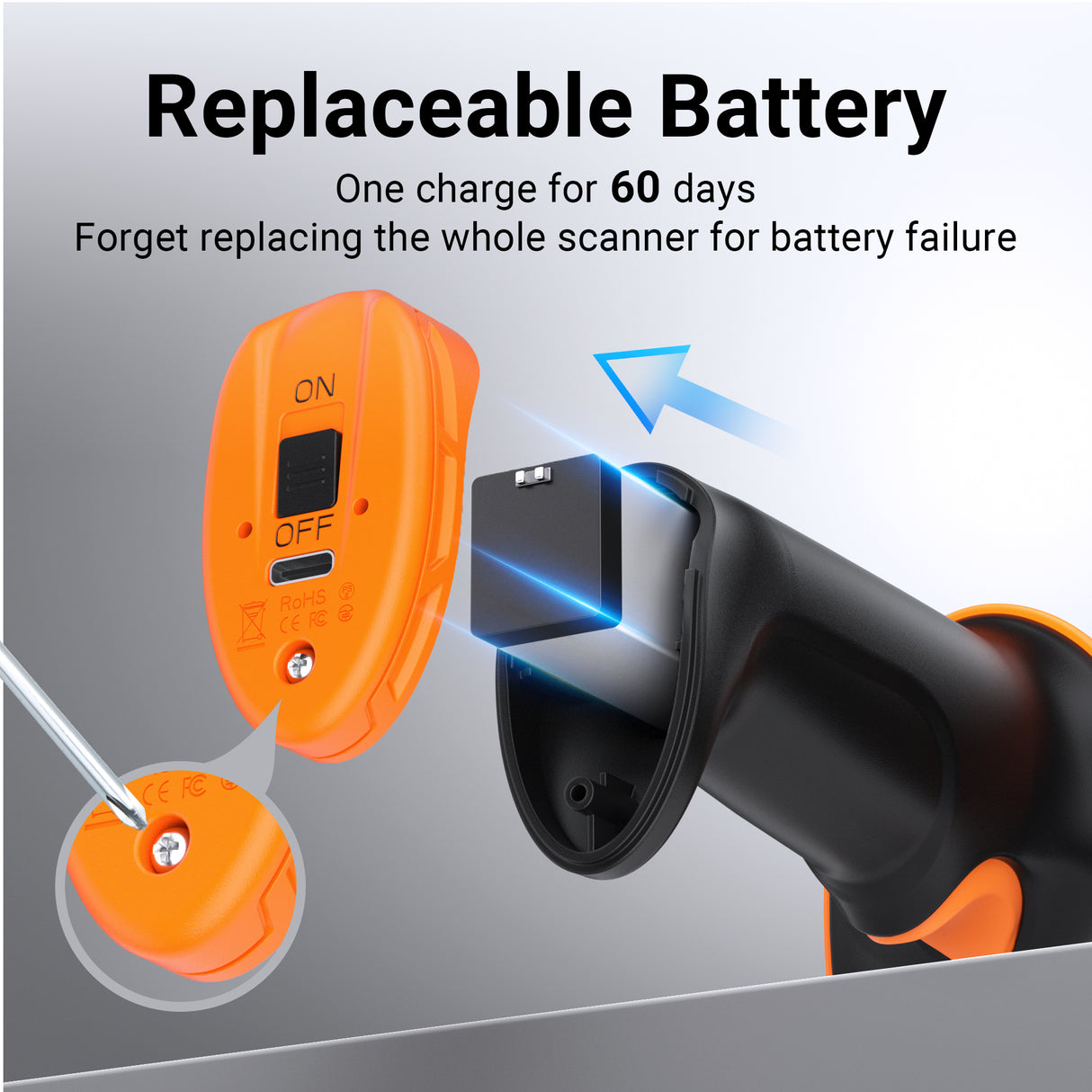 D6100 Pro 2D Wireless Barcode Scanner 4400mAh with Stand