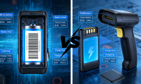 Comparison of removable and built-in batteries in barcode scanners, highlighting their differences and suitability for various tasks.