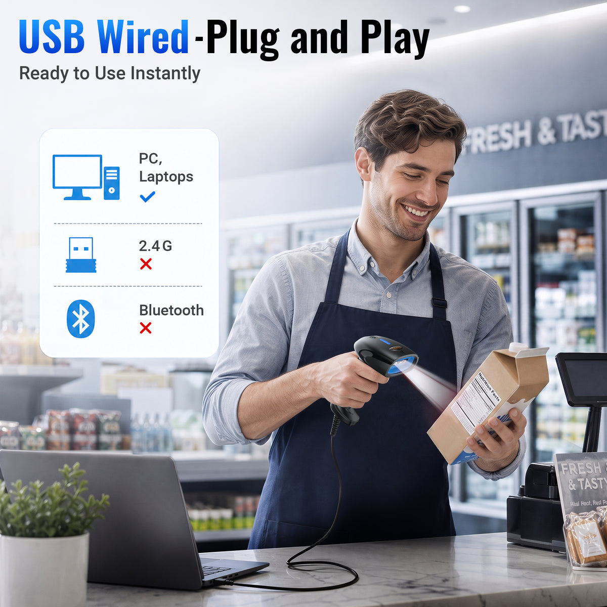 D4100Y 2D USB Wired Barcode Scanner