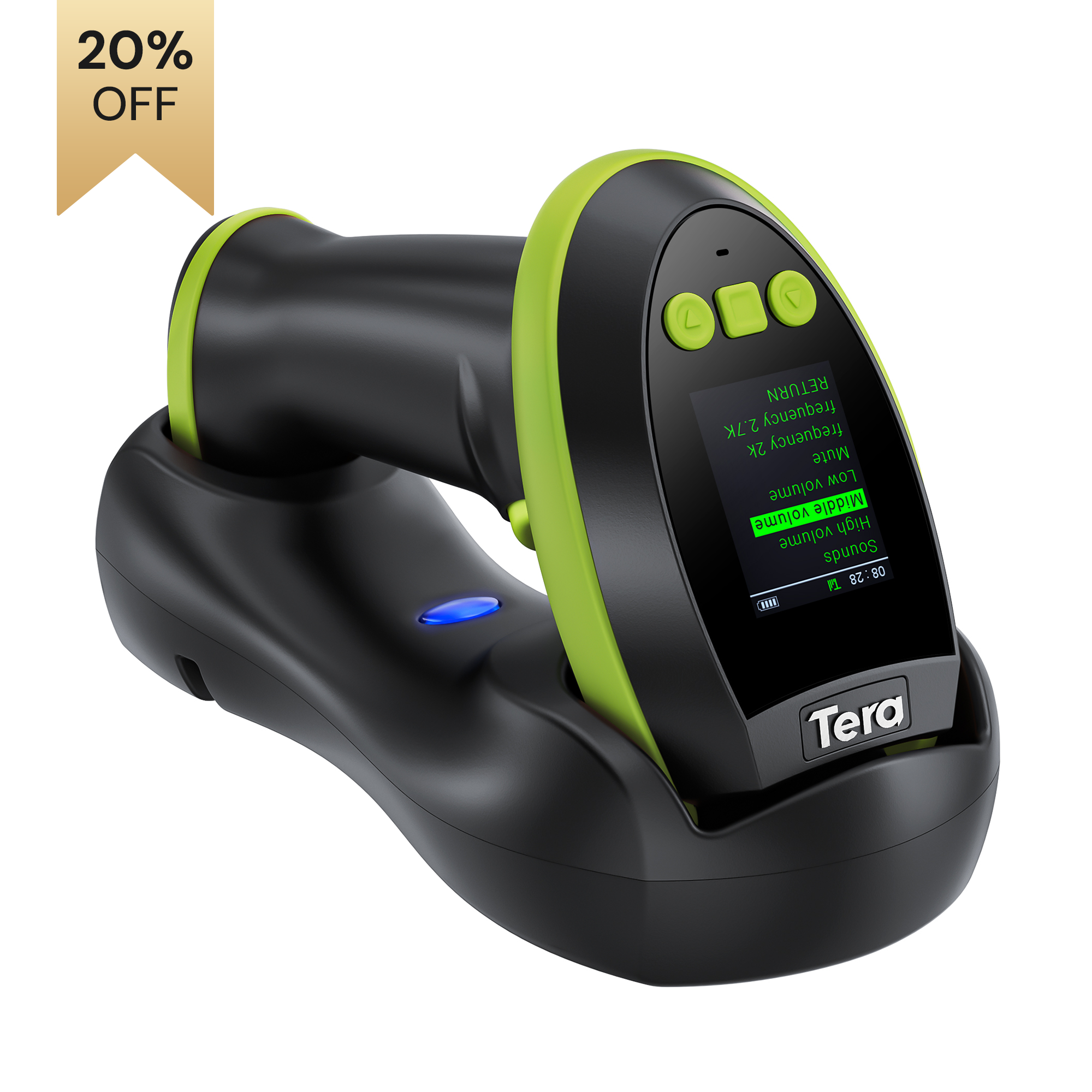 TERA 2D Barcode-Scanner Kabellos & Kabelgebunden - Mit Ladestation Für Lager, Shop & Büro