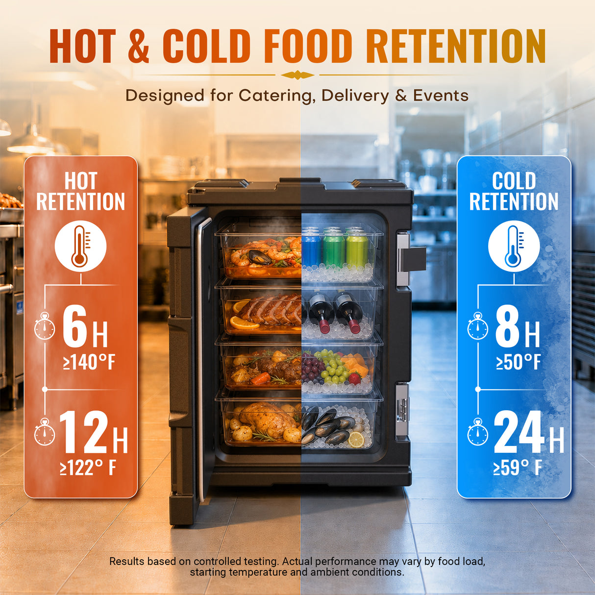 95Qt Insulated Food Pan Carrier - Non-Electric Hot Box Warmer