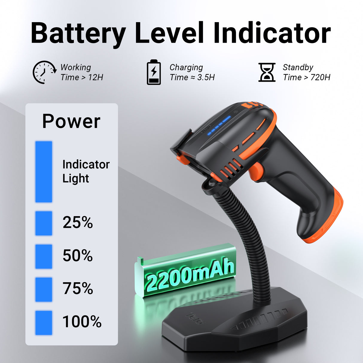 D6100 2D Wireless Barcode Scanner with Stand