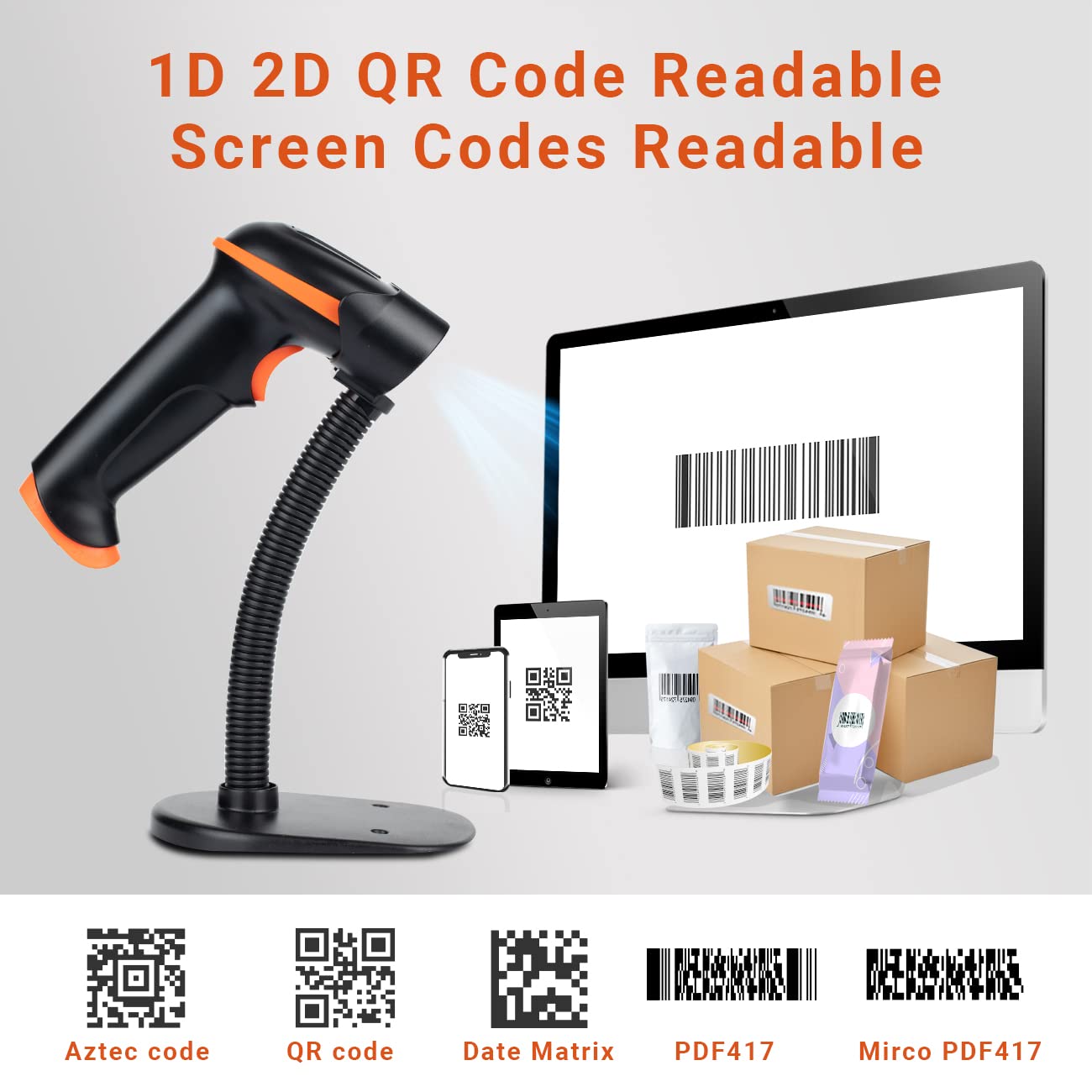 Industriële Barcodescanner 1D En 2D Voor 2,4 GHz Of Bluetooth Met Inductief Laadstation
