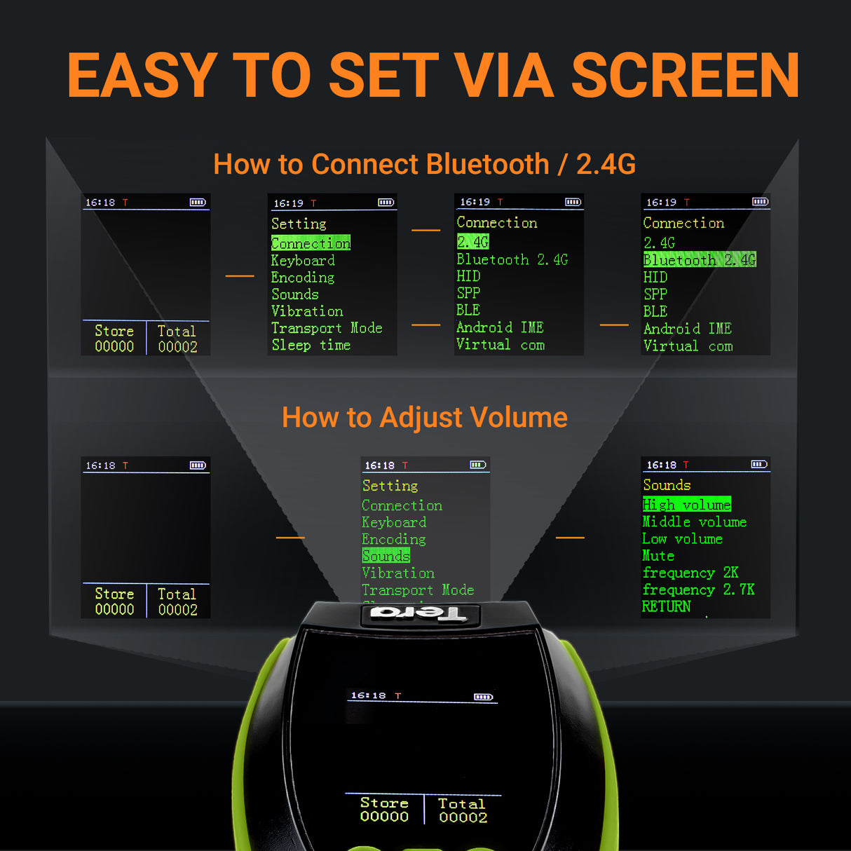 tera-hw0009-2d-wireless-barcode-scanner-with-display-screen green