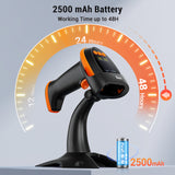 HW0009-Z 2D Wireless Barcode Scanner with Stand orange