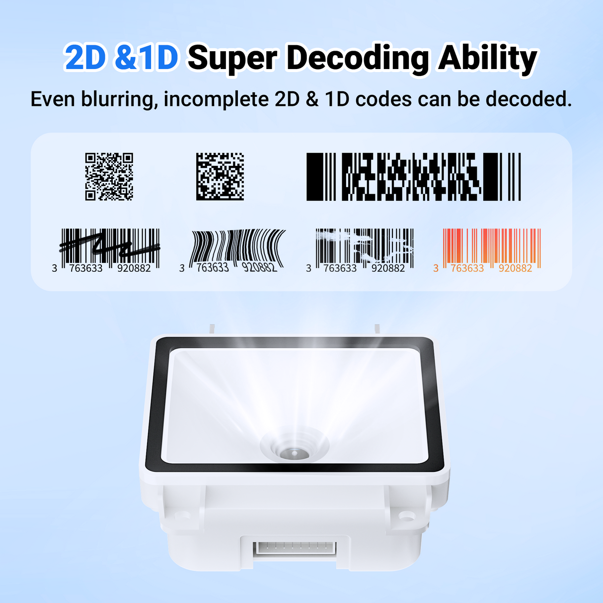 3100 2D Wired Embedded Barcode Scanner with USB Cable