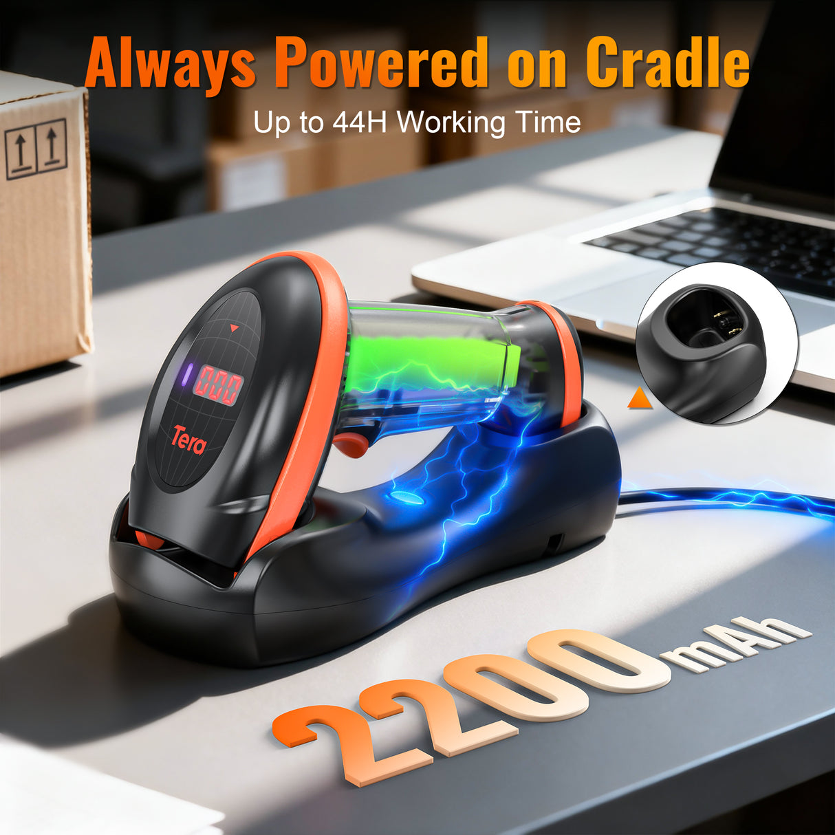 HW0008 2D Wireless Barcode Scanner with Cradle