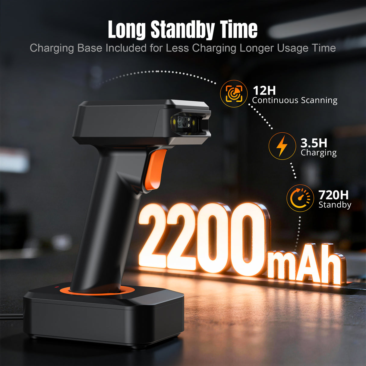 HW0006Pro 2D Wireless Barcode Scanner with Display Screen