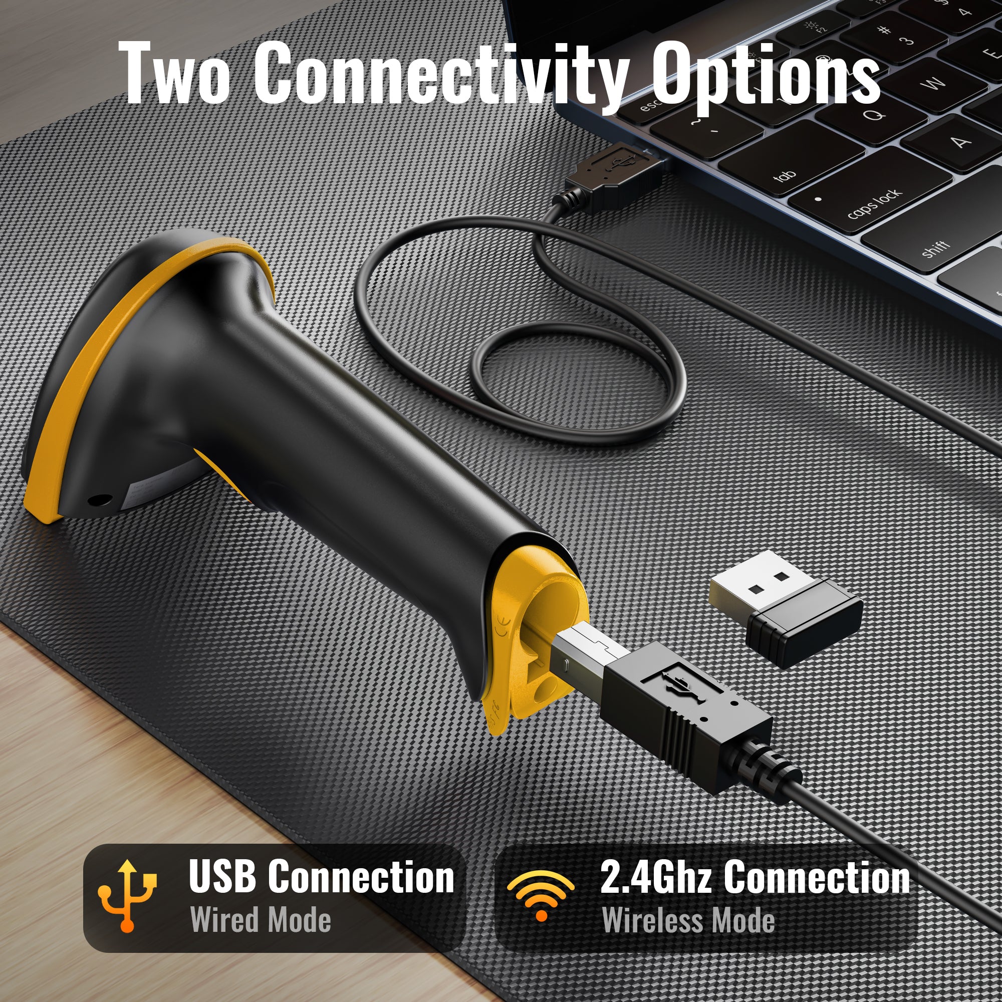 Tera Escáner De Código De Barras Omnidireccional: 1D 2D QR Manos Libres USB Con Cable Lector De Código De Barras Ajustable Plug And Play Para POS