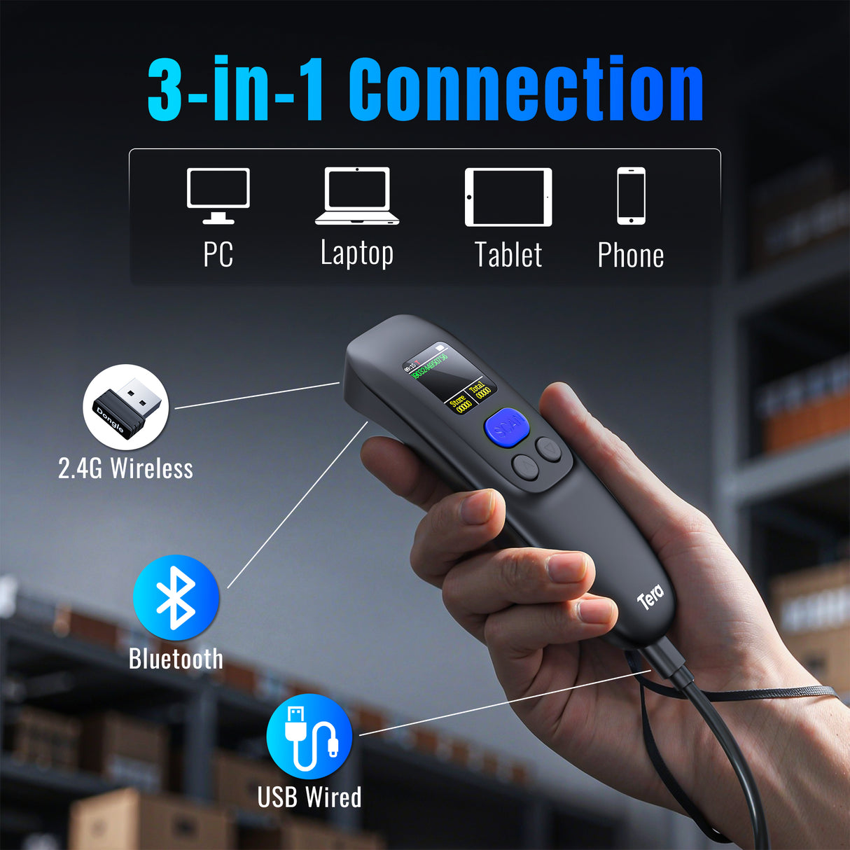 1600 2D Portable Barcode Scanner