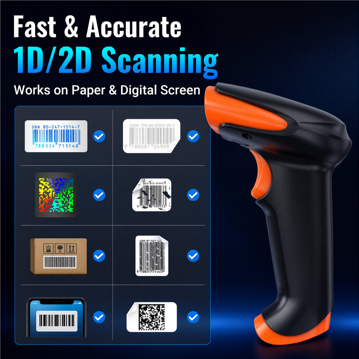 HW0002-O 2D Wireless Barcode Scanner