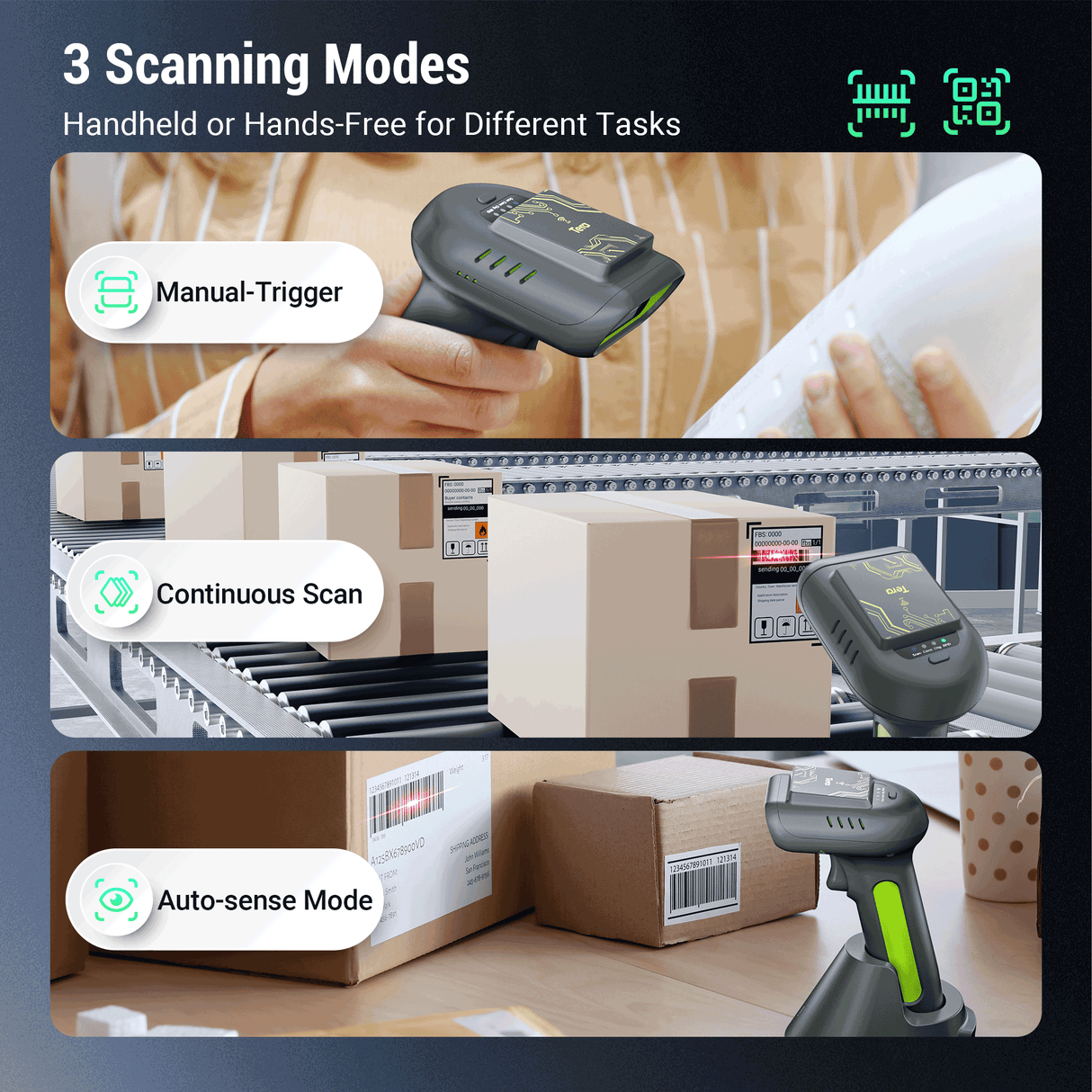 HW0016 Wireless RFID Barcode Scanner with Crade