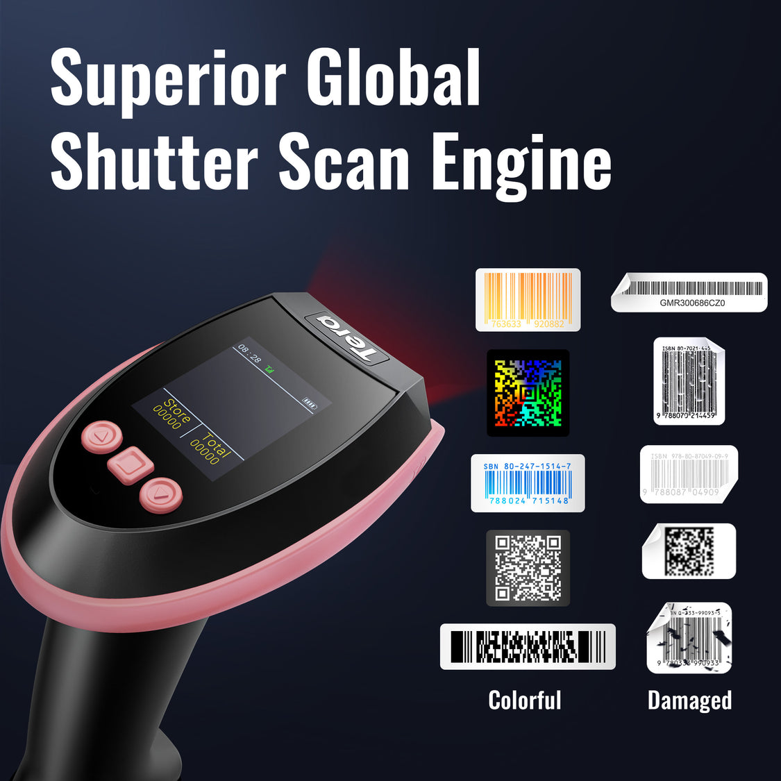 Tera Digital HW0009 Barcode Scanner | 2D QR Wireless Bar Code Reader ...
