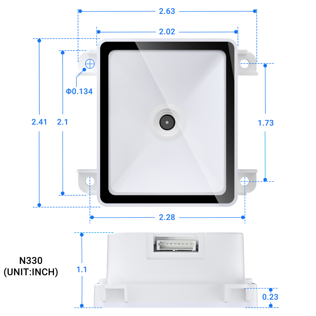 3100 2D Wired Embedded Barcode Scanner with USB Cable