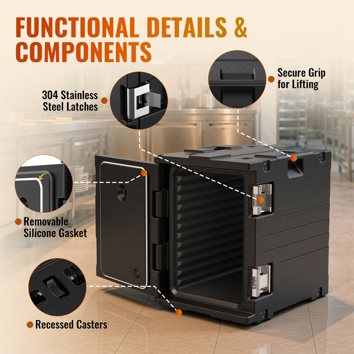 95Qt Insulated Food Pan Carrier - Non-Electric Hot Box Warmer