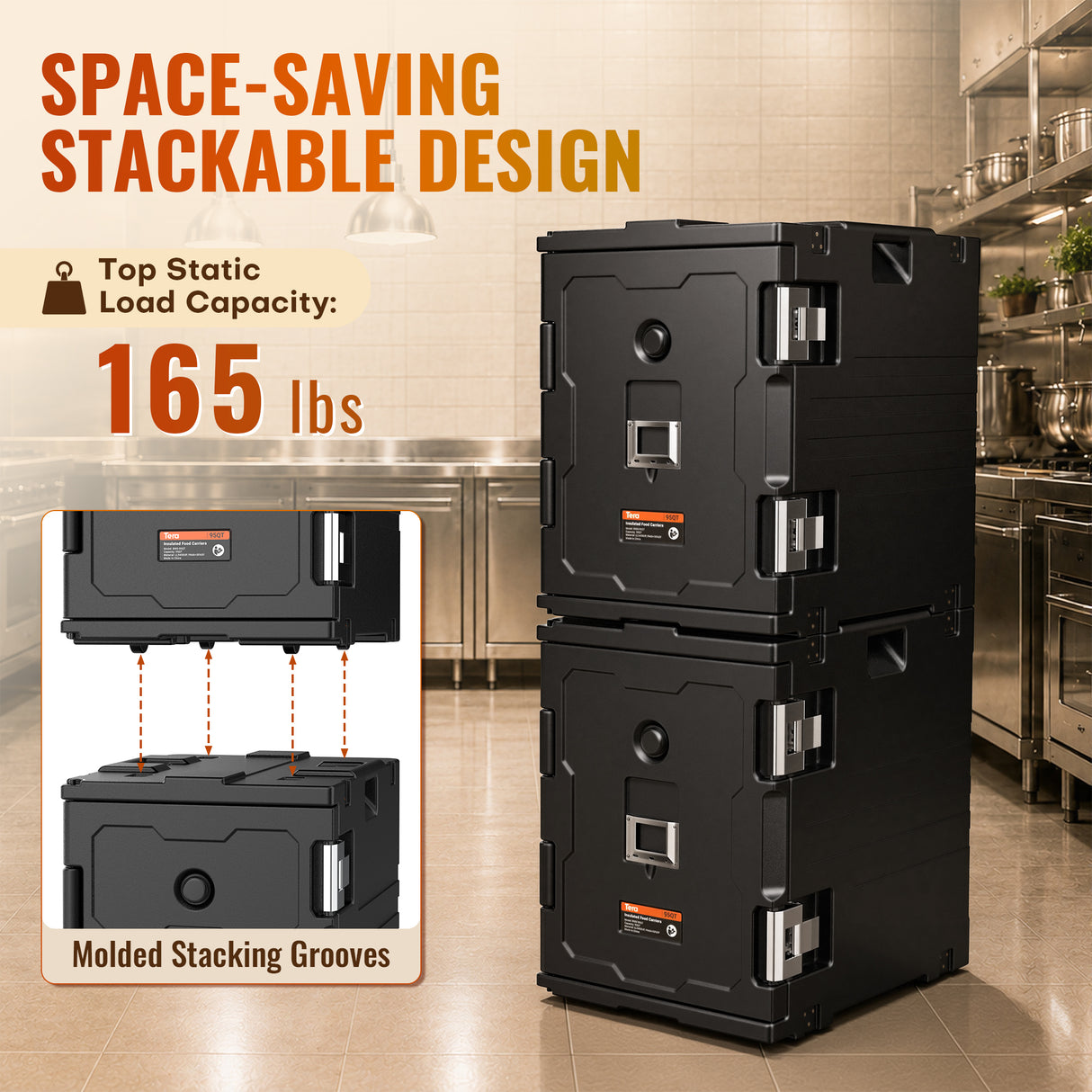 95Qt Insulated Food Pan Carrier - Non-Electric Hot Box Warmer