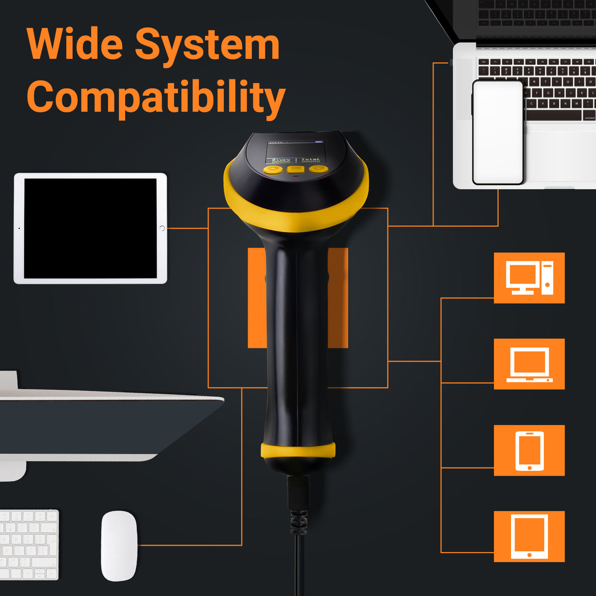 tera-hw0009-2d-wireless-barcode-scanner-with-display-screen yellow