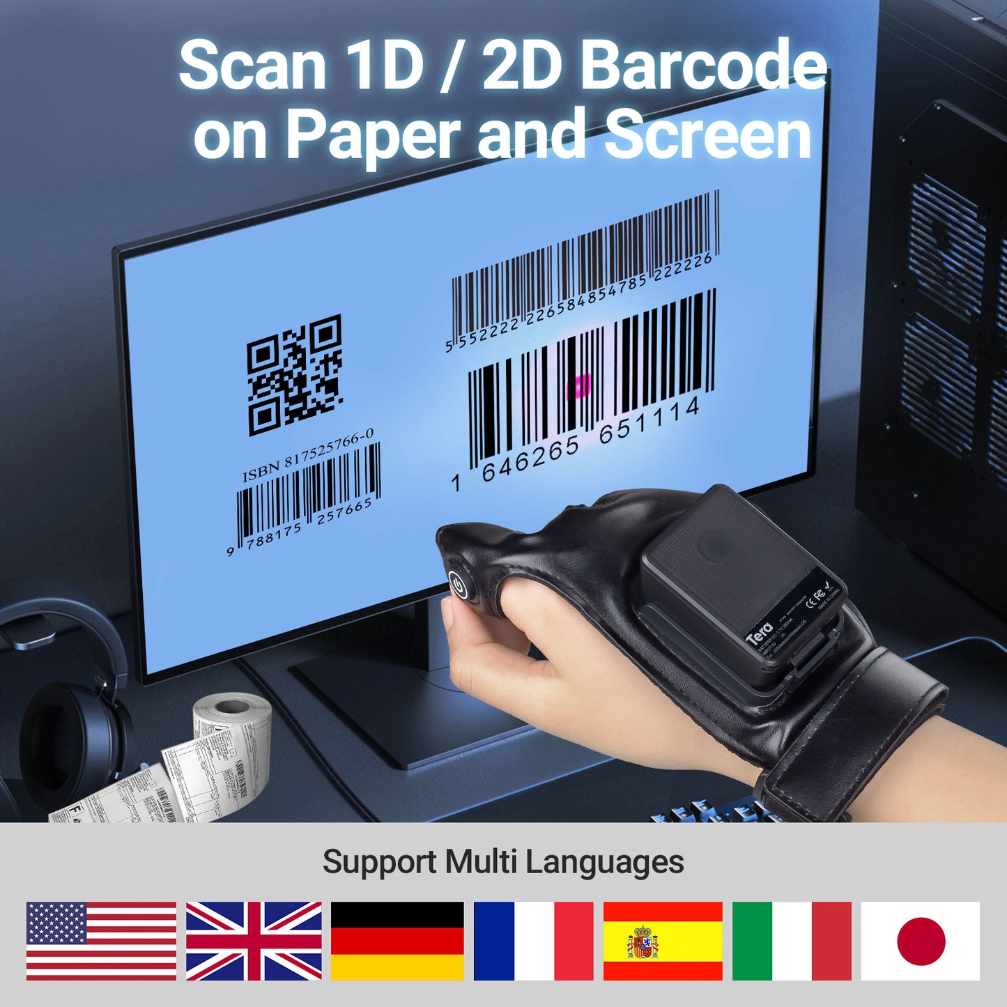 HW0013 Wearable Glove Barcode Scanner